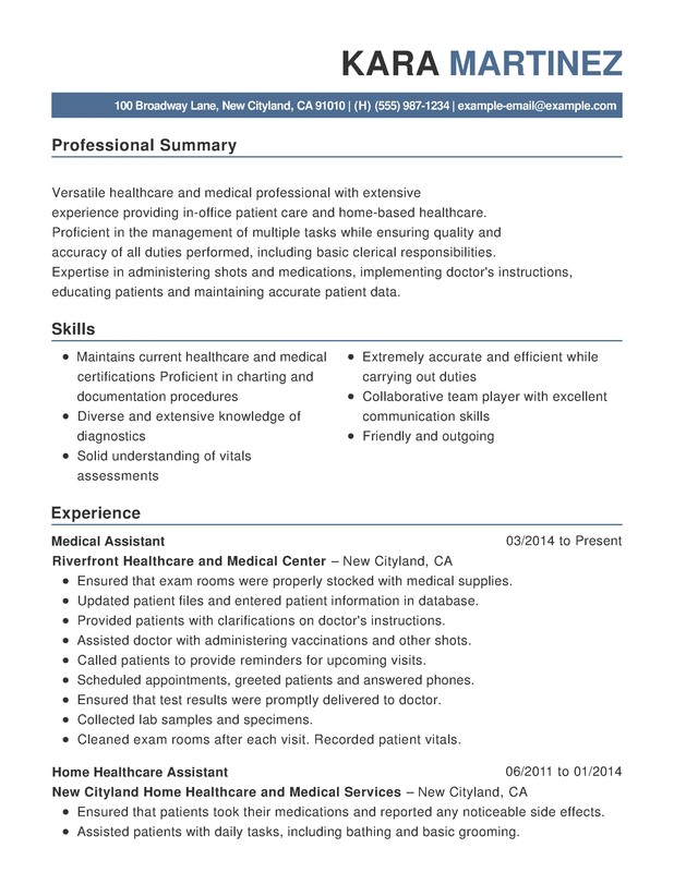 professional resume examples healthcare