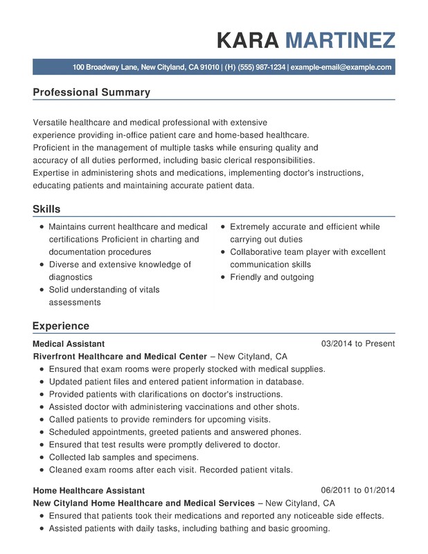 summary for resume examples healthcare