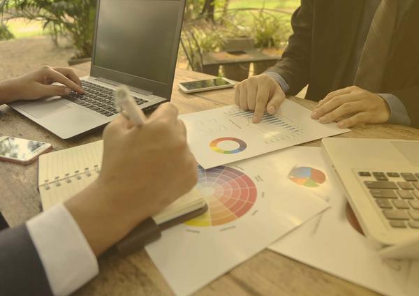Marketing graphs on a table