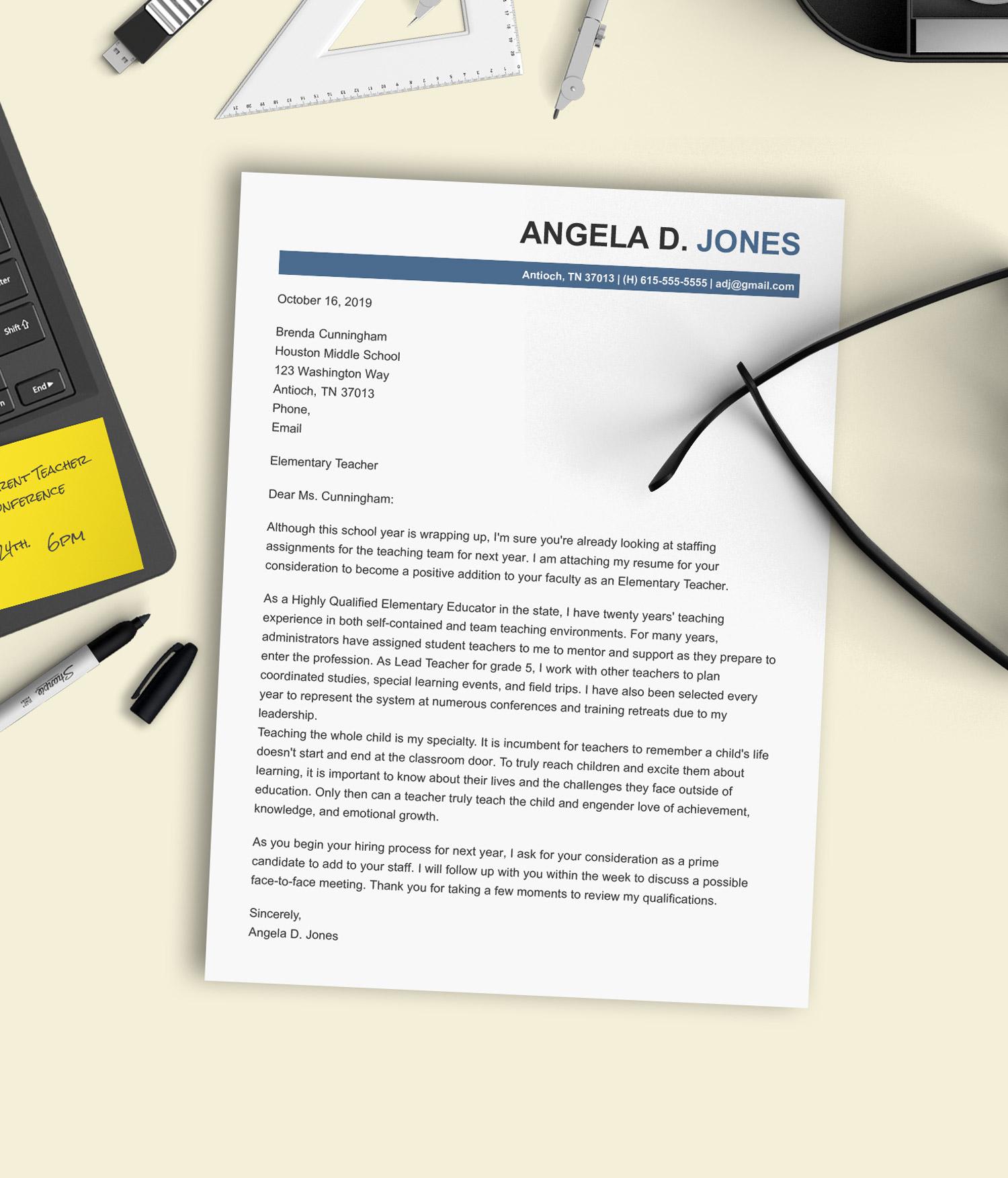 Teacher Cover Letter Sample