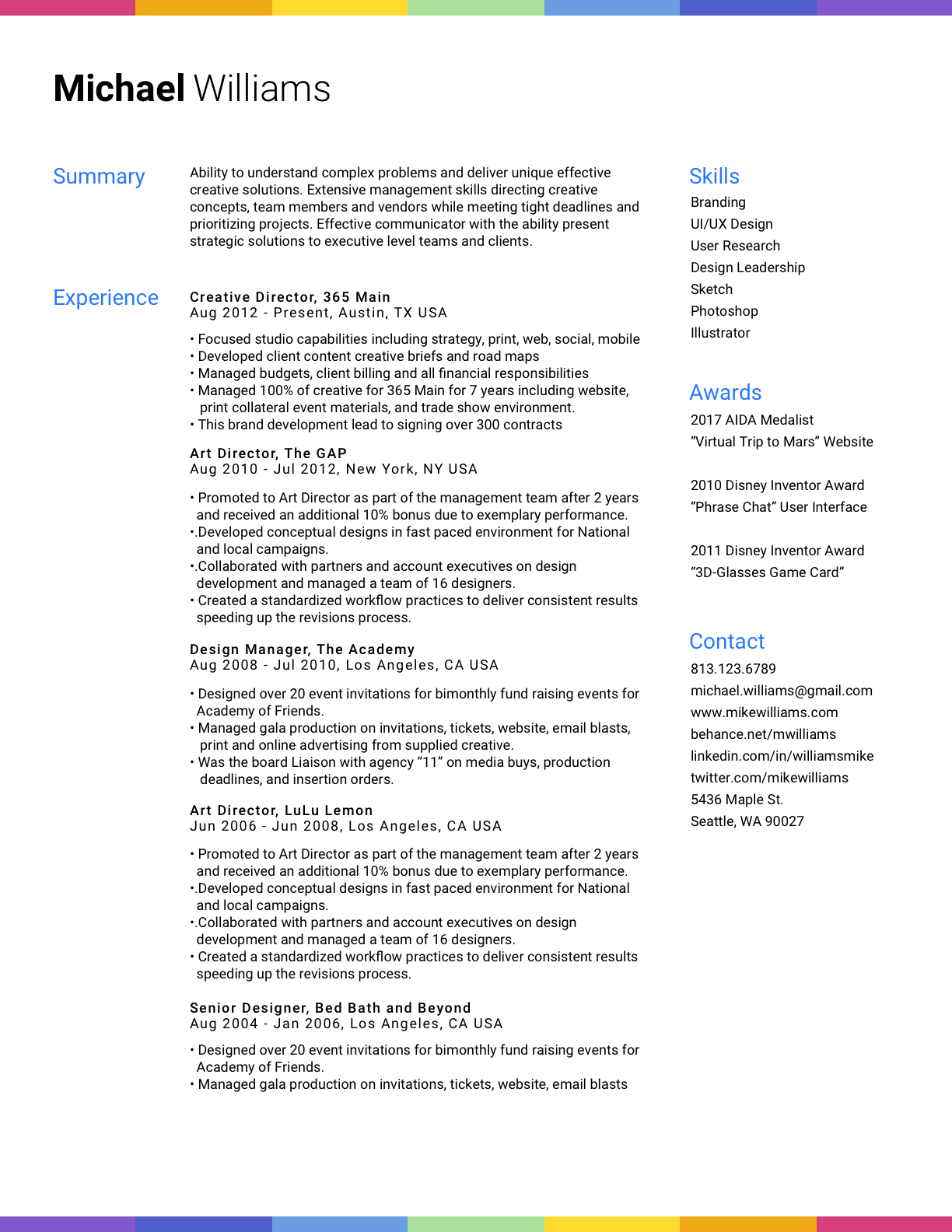 Culinary Resume Example