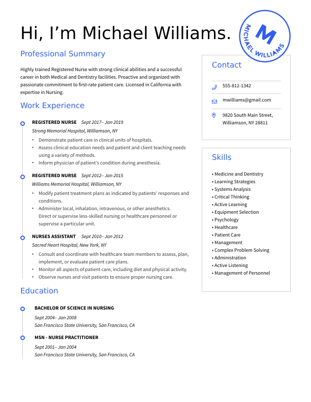 Medical Resume Examples
