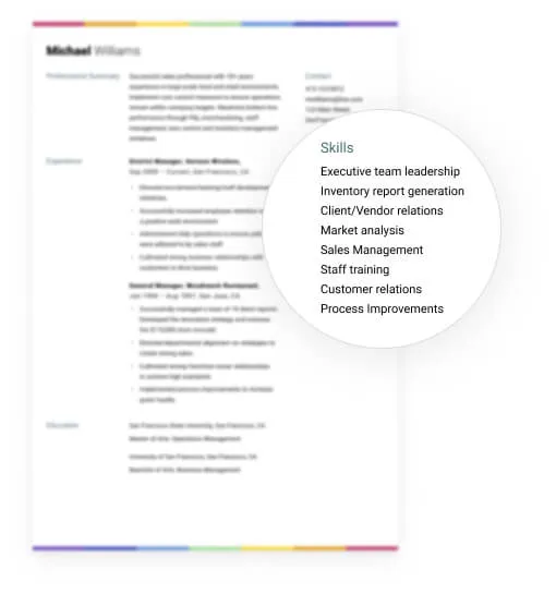 Resume formats sections highlighted