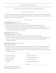 Assistant Manager Resume Examples W Duties Description