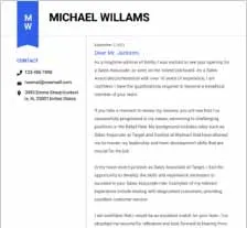 Cover letter example with dark blue tag