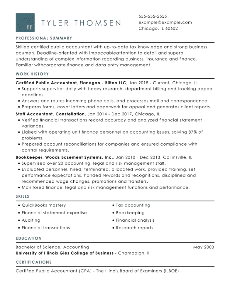 CPA resume example