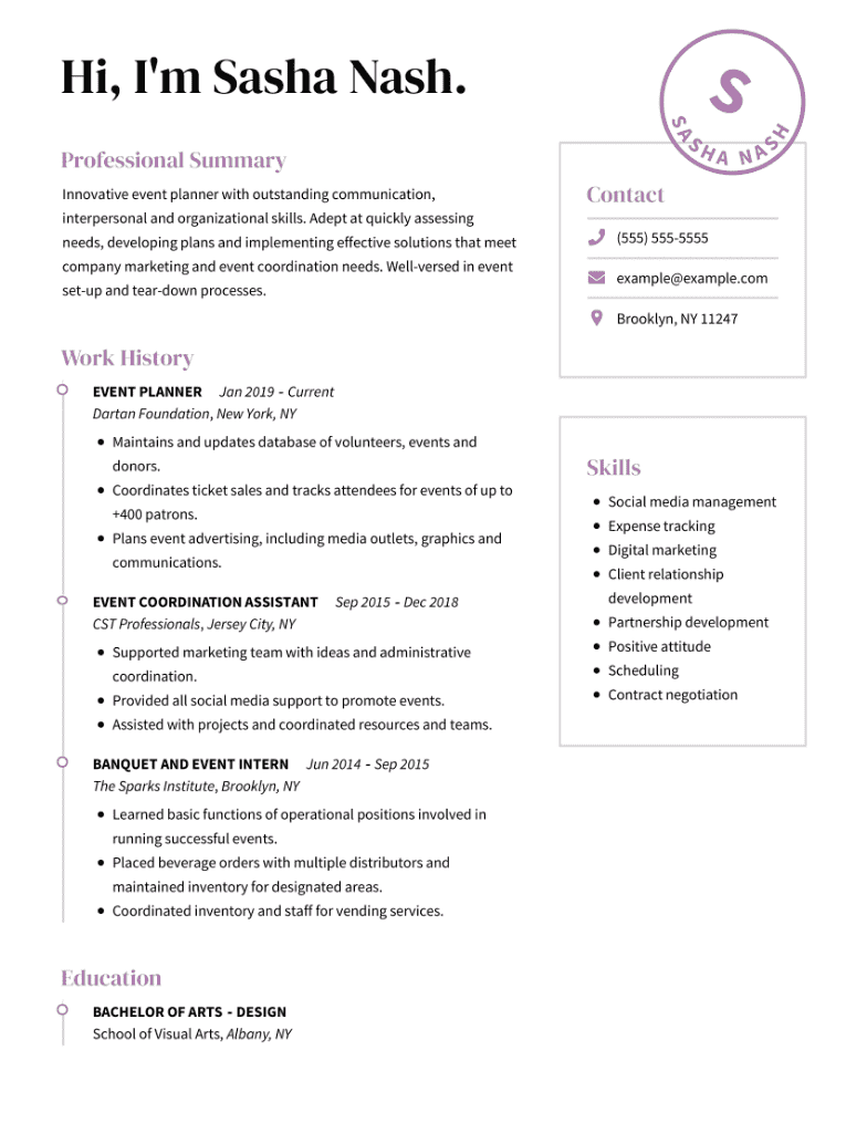 Event Planner Resume Examples for - Event Planner Resume Example RH 1 Min.webp