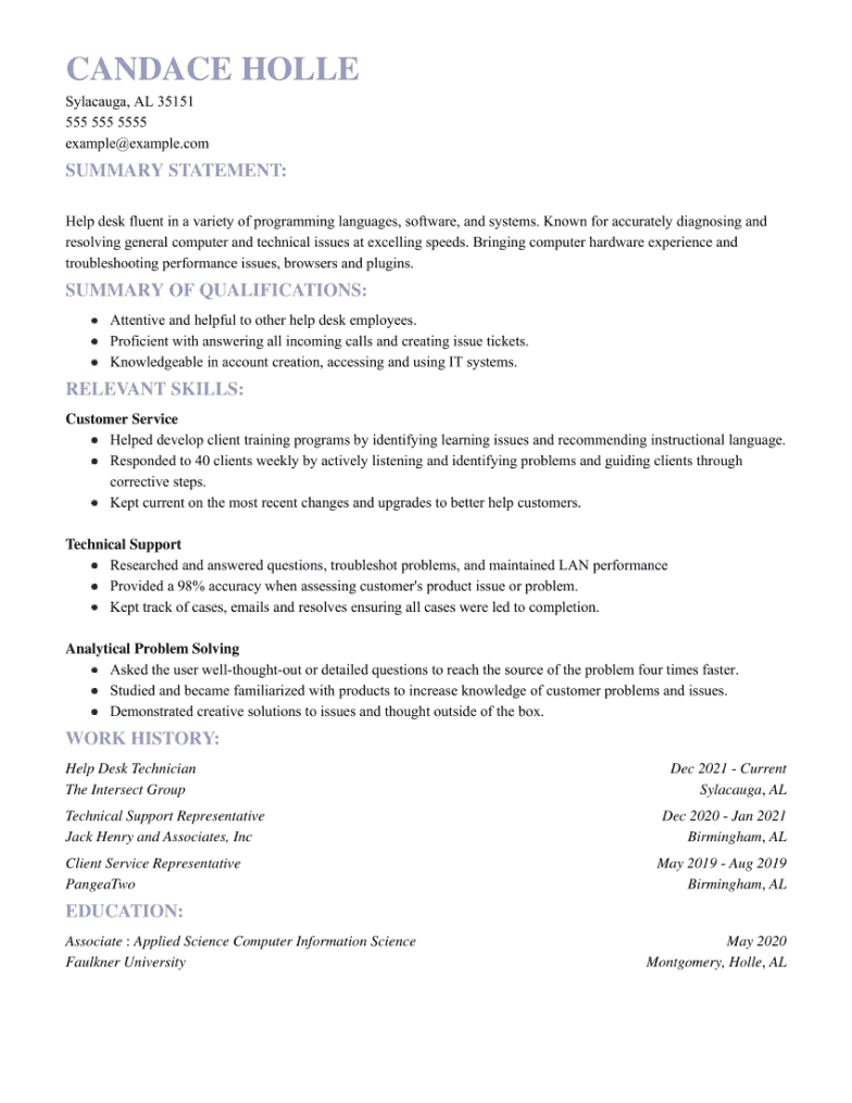 Help Desk Resume Examples to Help - Help Desk Resume Example RH 1 Min.webp