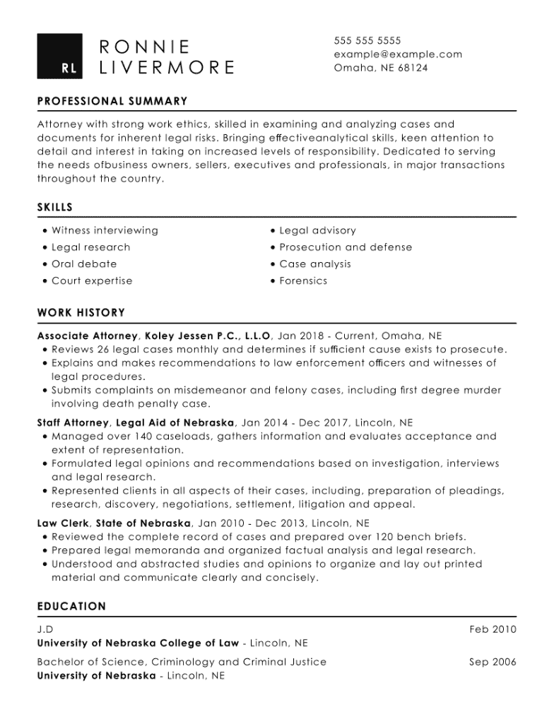 Legal Resume Example