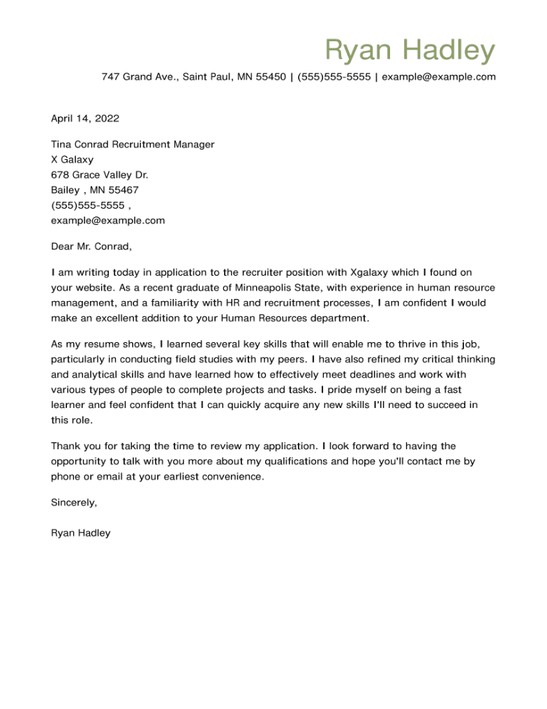 cover letter to hiring manager example