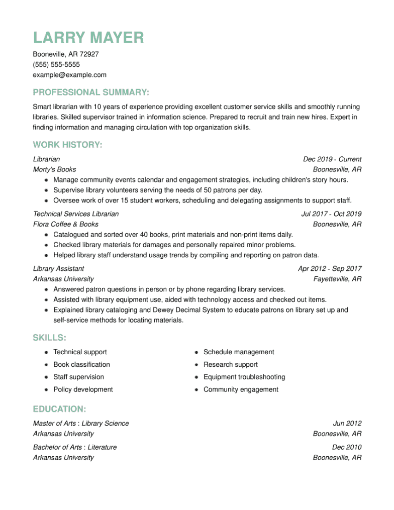 reverse chronological resume