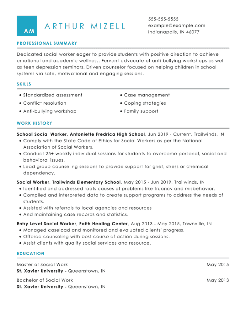 social work summary for resume