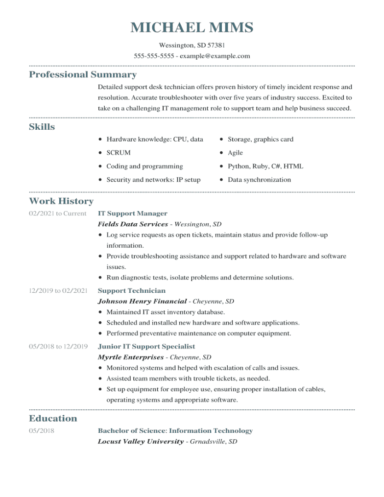 Technical Resume Examples