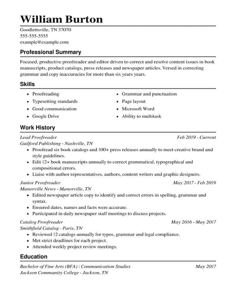 Traditional Resume Example