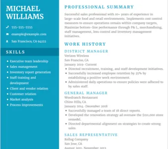 Revival template resume example.