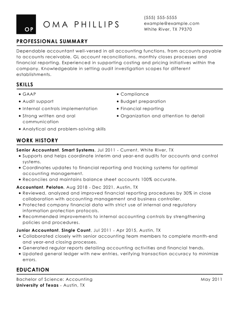 Accounting Resume Example