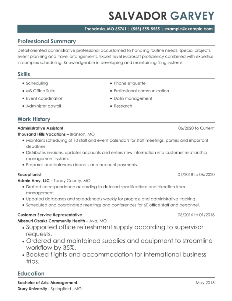 entry level administrative assistant skills resume