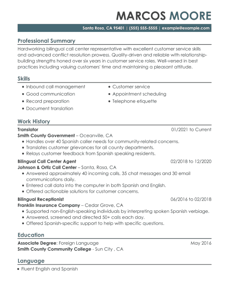 resume examples bilingual skills