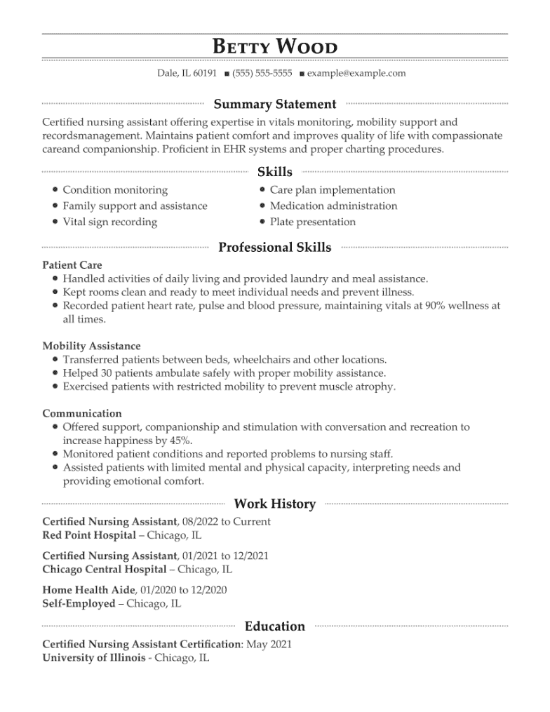 resume examples cna