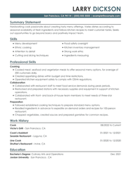 Cook Resume Job Description Examples And Skills List