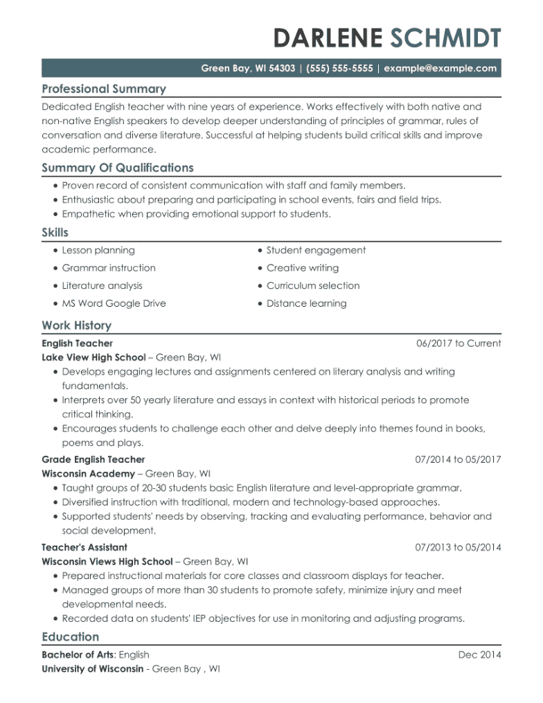 Education resume example