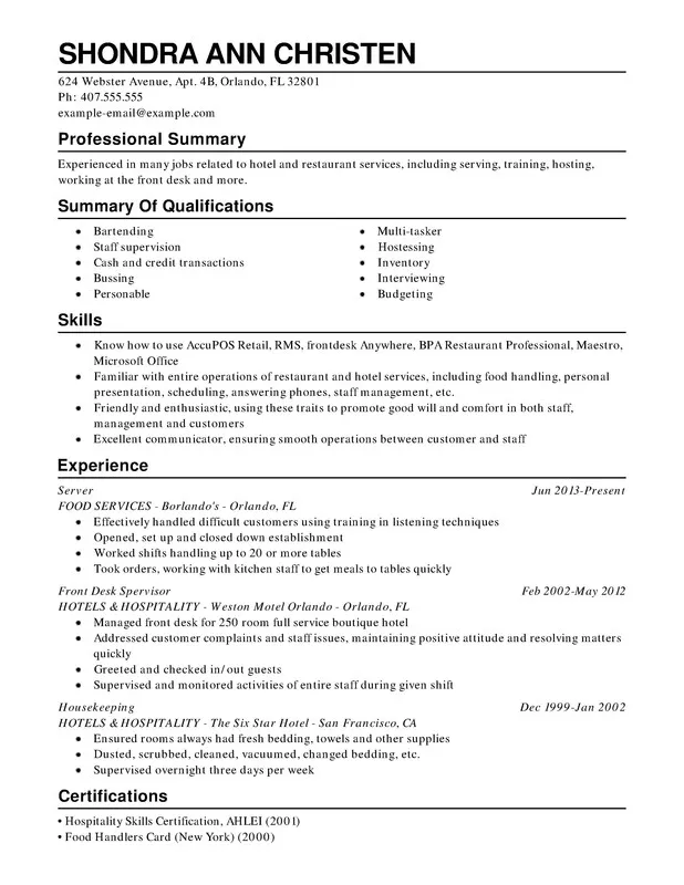 Combination resume example