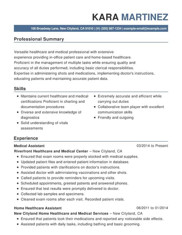 functional resume medical
