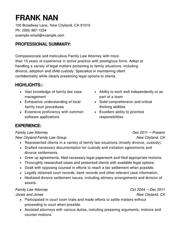 Functional Resume formats example.