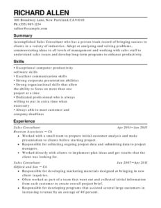 How to write a CV example with right justified sections and all black text.
