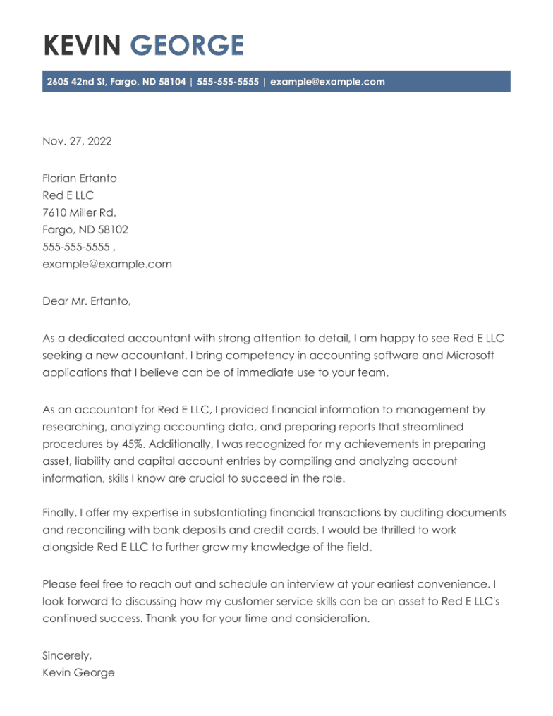 Accountant Cover Letter Example
