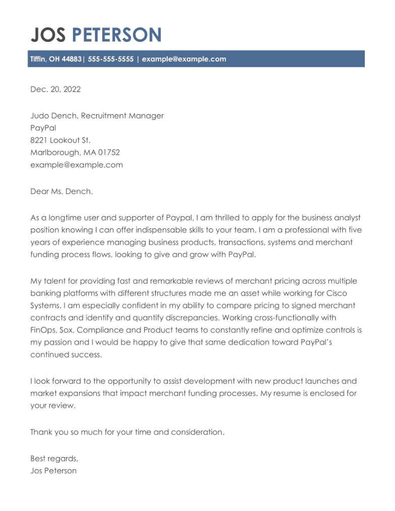 business analyst cover letter example