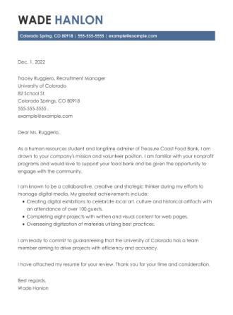 Scholarhip cover letter example for students.