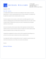 Cover letter formats sample with a blue initials square in the header.