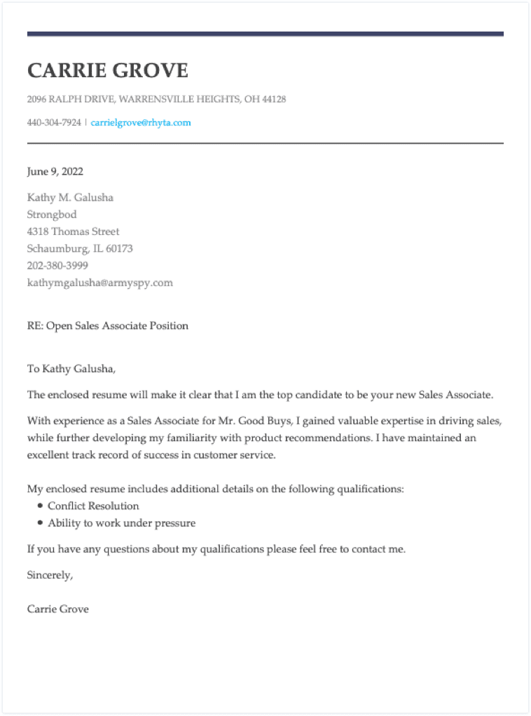Military Transition Cover Letter