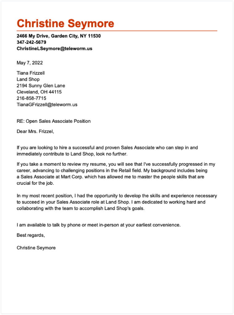 Recruiter contact cover letter sample