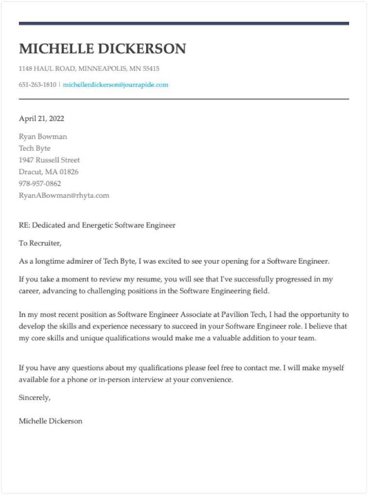 Returning to workforce cover letter format example.