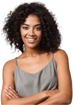 Cover letter templates user woman smiling with arms crossed.