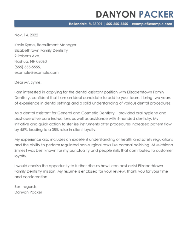 Dental Assistant Cover Letter Examples and Tips