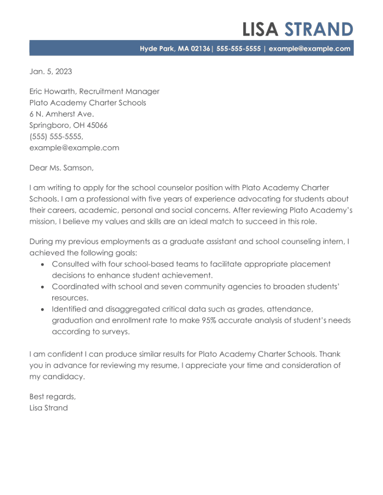 Education Cover Letter Example