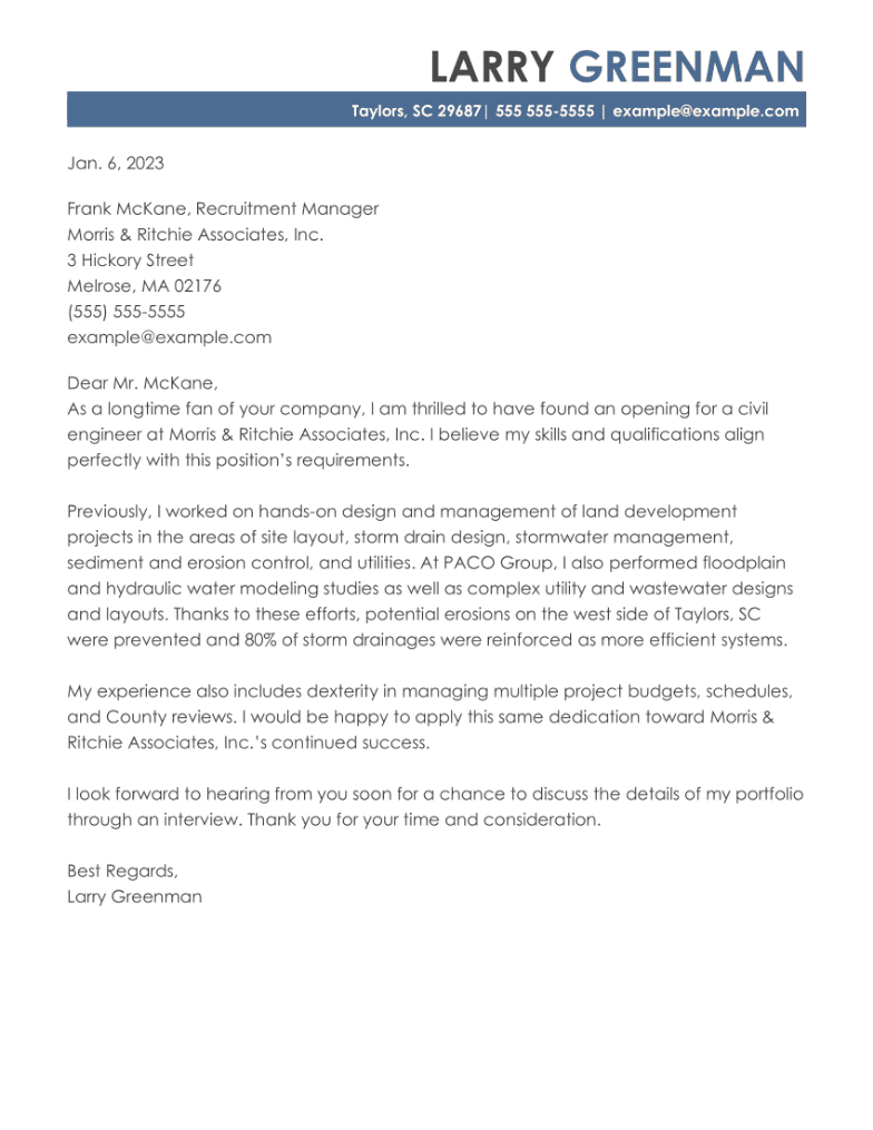 cover letter engineer position