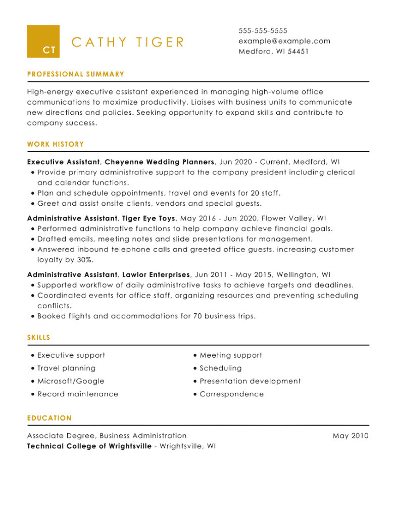 executive assistant resume examples skills