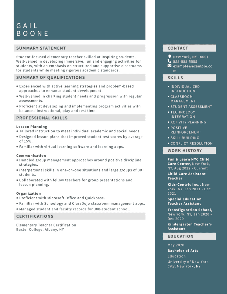 Functional resume example