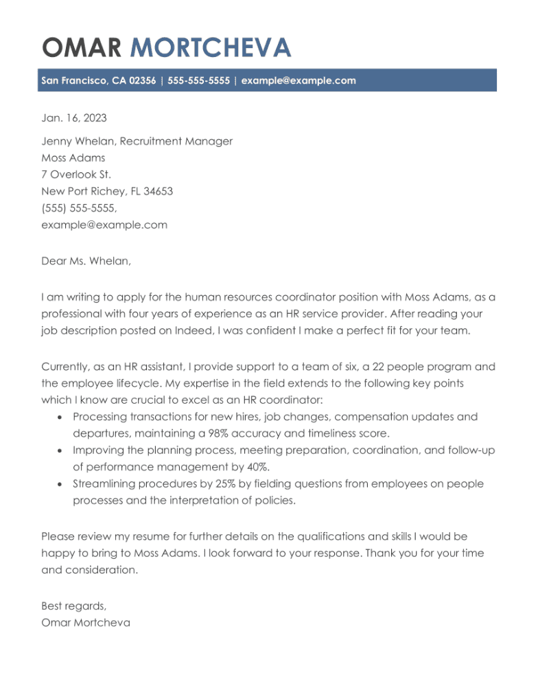 human resources manager cover letter sample