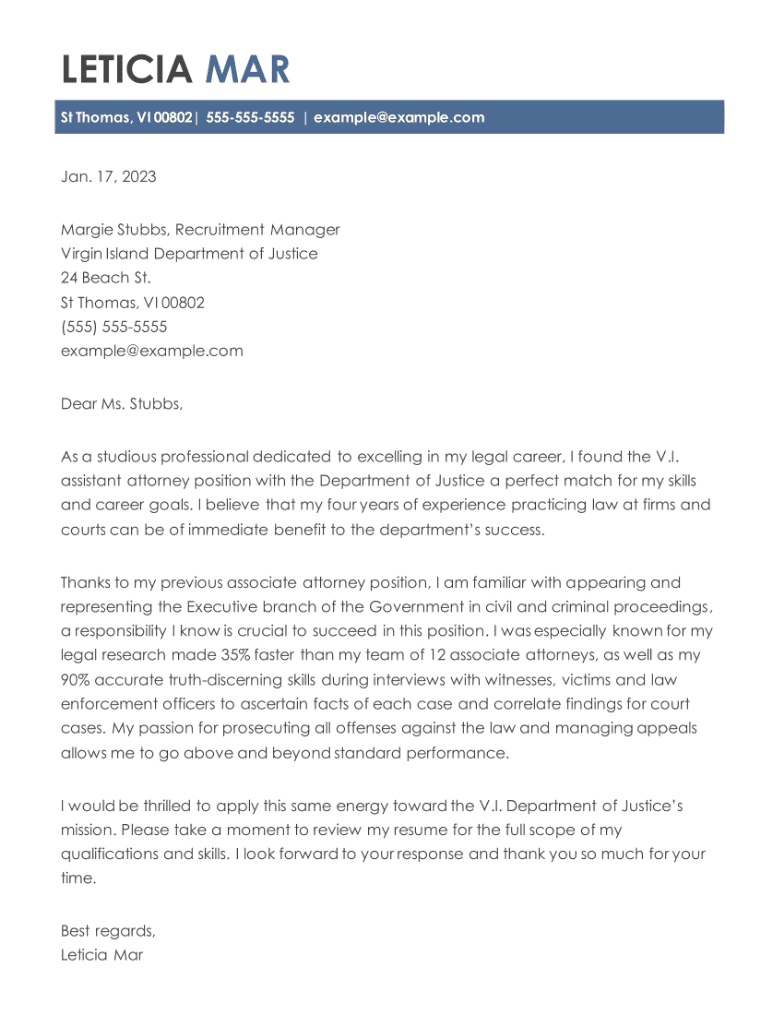 Legal Cover Letter Example