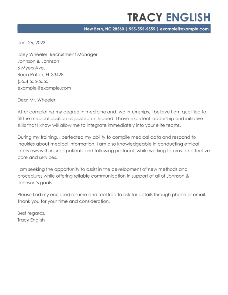Medical Cover Letter Example