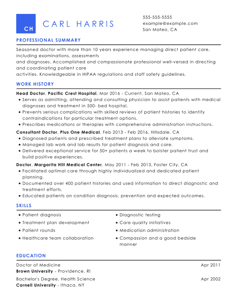 Medical Resume Example