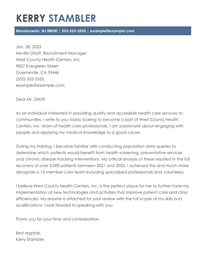 Nonprofit Cover Letter Example