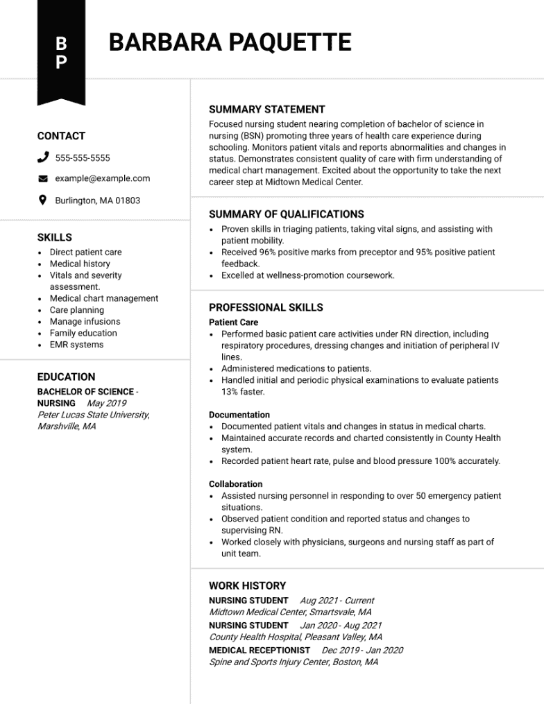 Nursing Student Resume Examples To Build Yours
