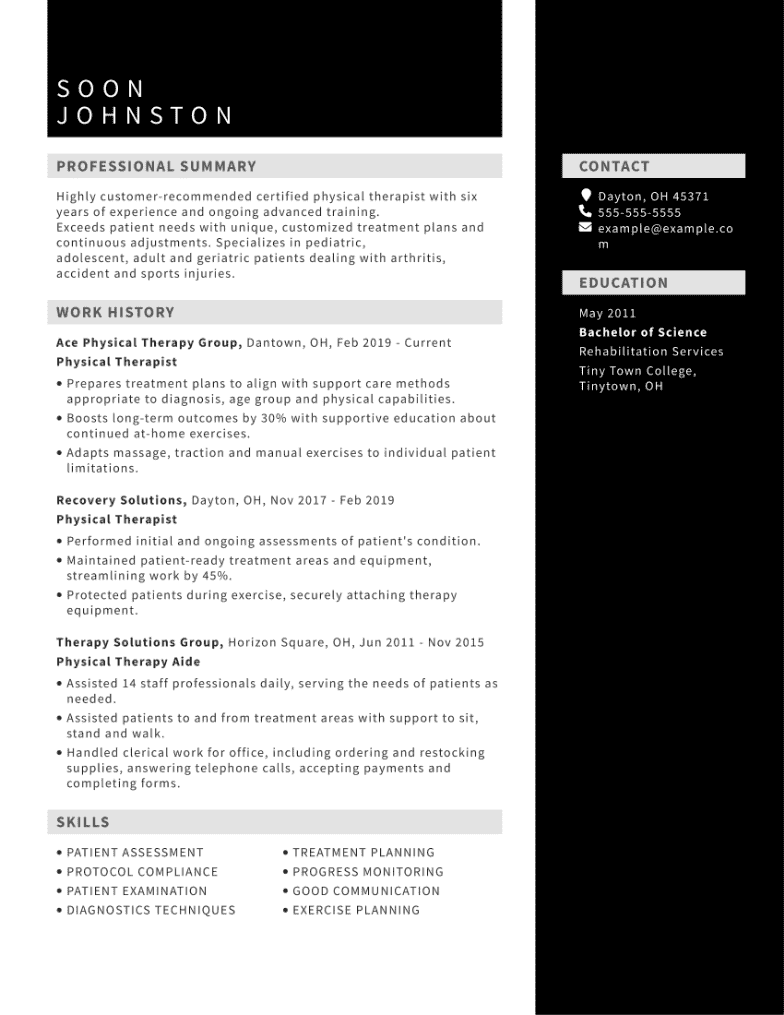 Physical Therapy Resume Examples - Physical Therapy Resume Example RH 1 Min.webp