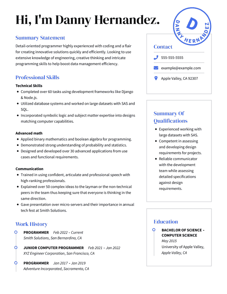 Programmer Resume Examples to Use in 2024